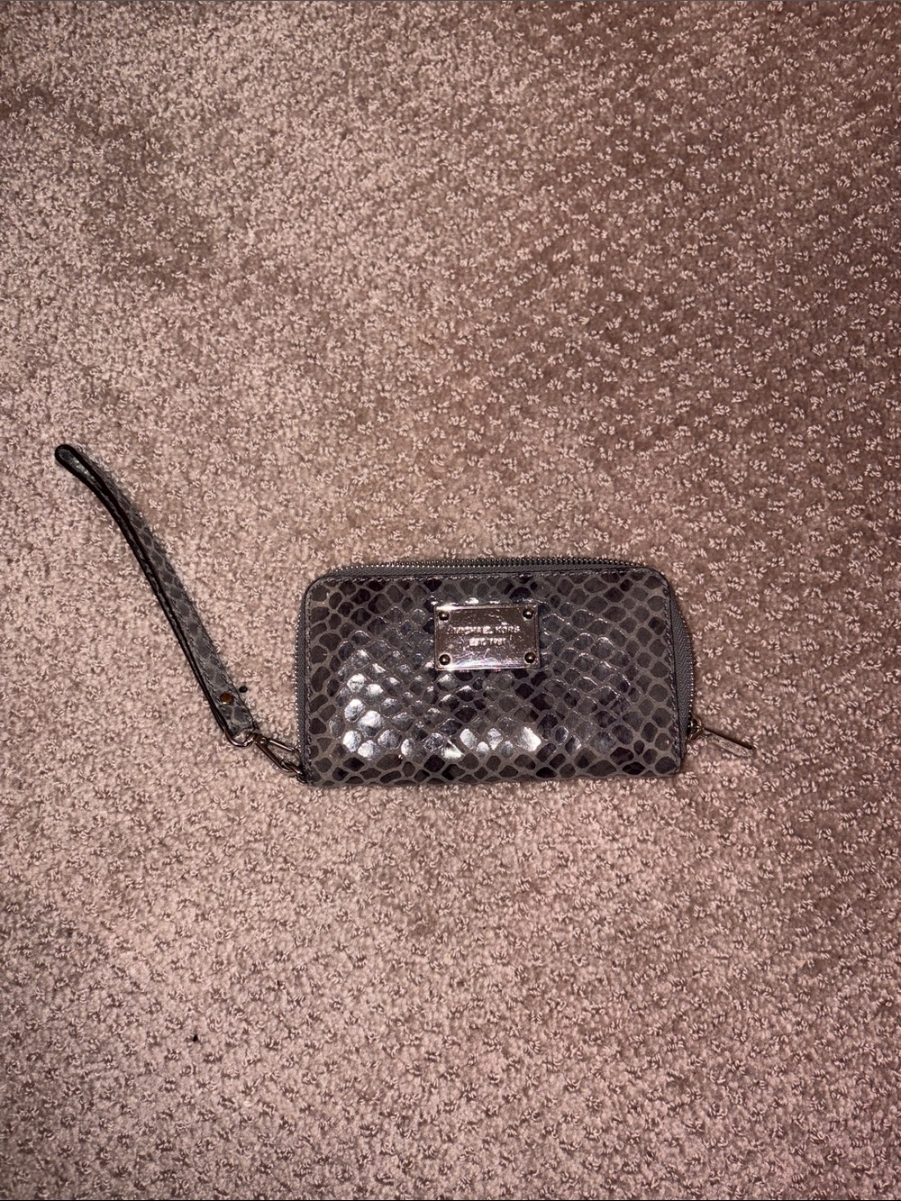 Michael Kors Grey Snake-Embossed Wristlet